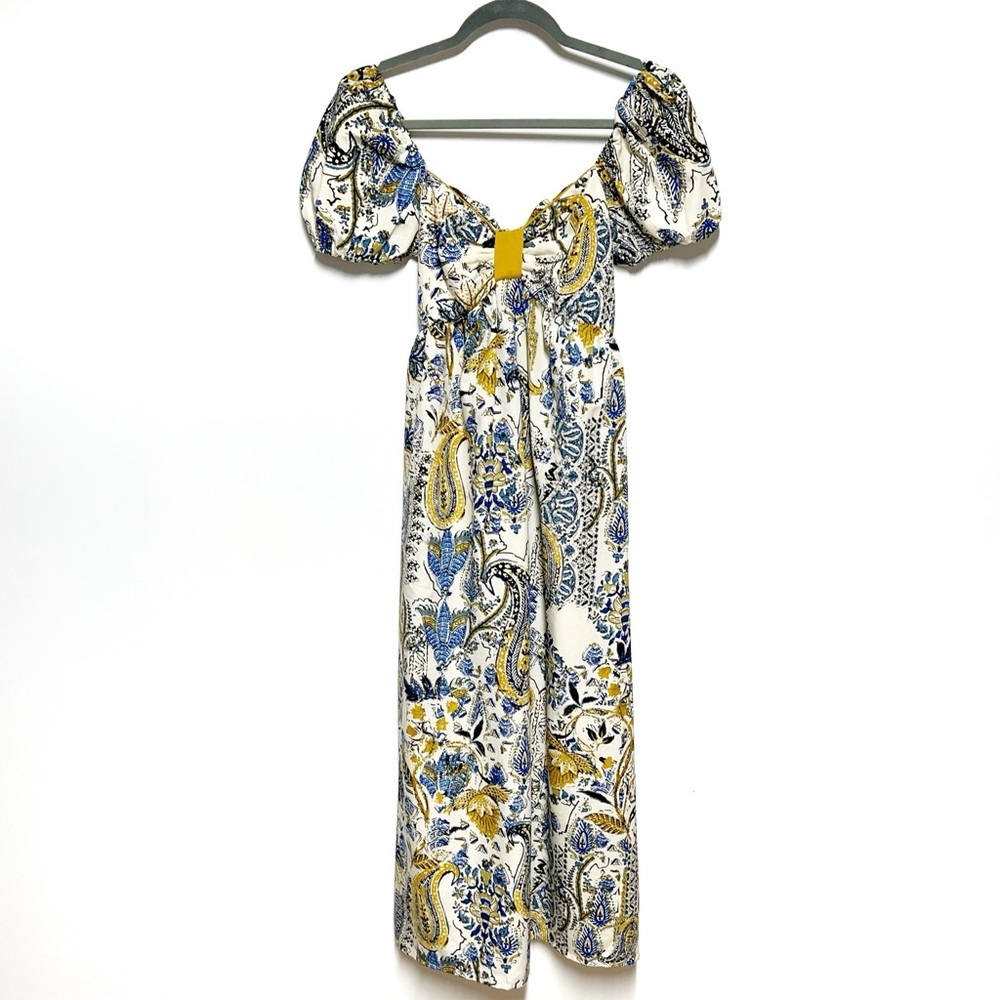 New Anthropologie Band of the Free Sweetheart Paisley Smocked Maxi Dress Sz XS